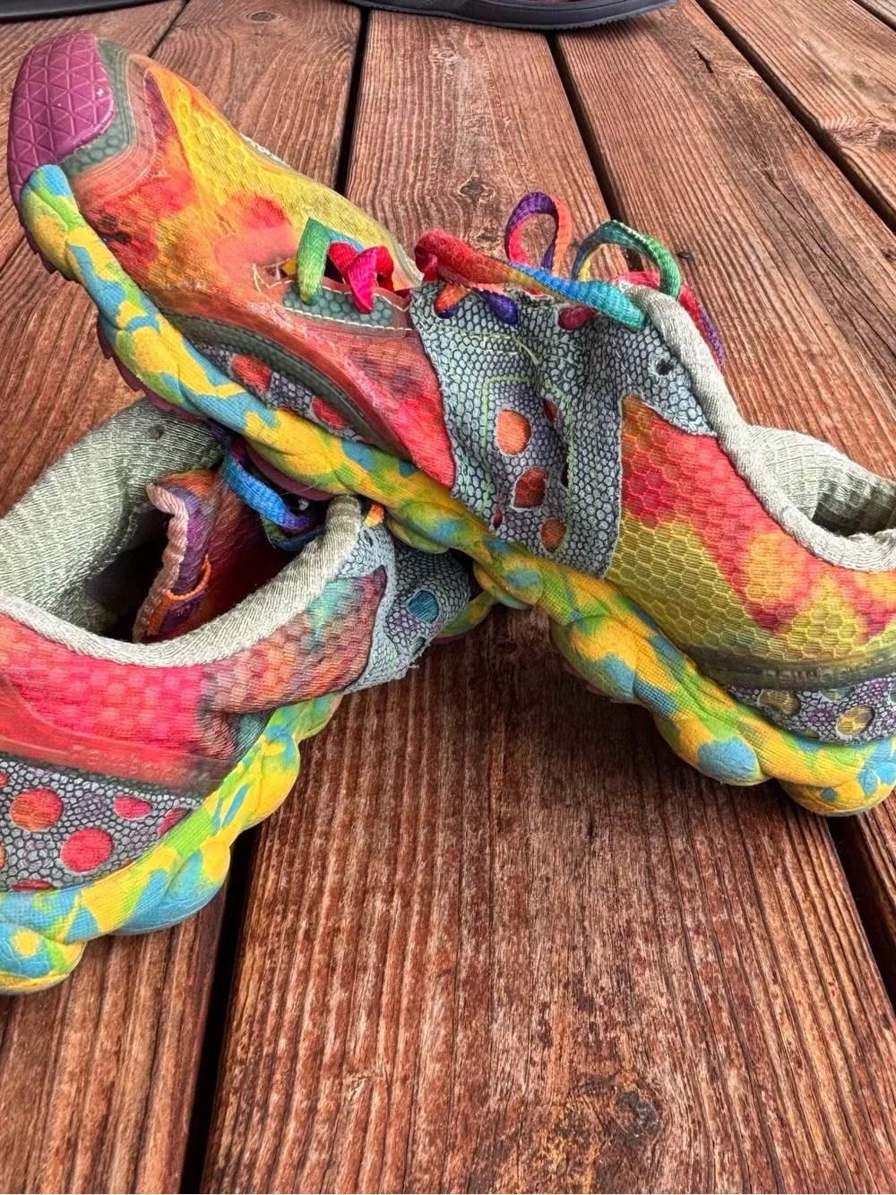 New Balance Multicolor Tie-Dye Sneakers with Yellow 'N'